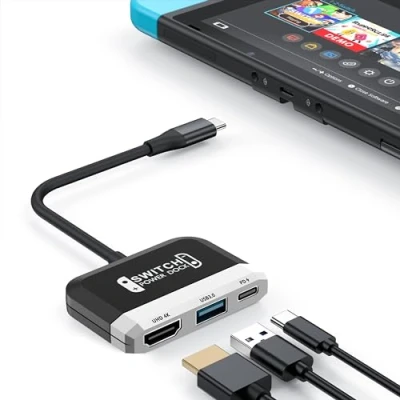 Abbildung von Switch Dock for Nintendo OLED, 3 in 1 TV Adapter with 4K HDMI, USB 3.0 Port, Type C 100W Charging, Portable Docking Station Travel, Samsung Dex S24, MacBook