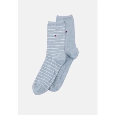 Abbildung von Tommy Hilfiger Women Small Stripe 2 PACK Socken, Damen, Größe: 35 38, Light blue melange