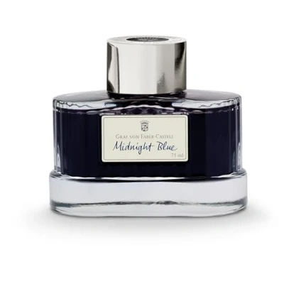 Abbildung von Graf von Faber Castell 141007 Tintenglas Midnight Blue, 75 ml, dokumentenechte Tinte im edlen Tintenfass