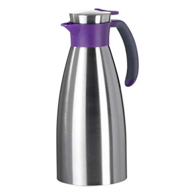 Abbildung von Emsa Soft Grip Isolierkanne, 1 Liter, Edelstahl, 12 Stunden heiß + 24 kalt, Auslaufsicher, Rutschfester Griff, Farbe Brombeer, 512577