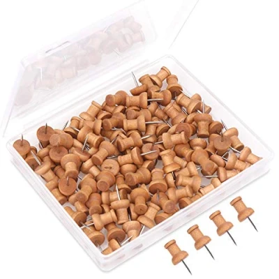 Abbildung von H&amp;S Pinnadeln aus Holz 100 Pins Reißzwecknadeln für die Kork oder Pinnwand Schöne Plastikfreie Pinnwandnadeln Stecknadeln mit Kopf Korkwand Pin