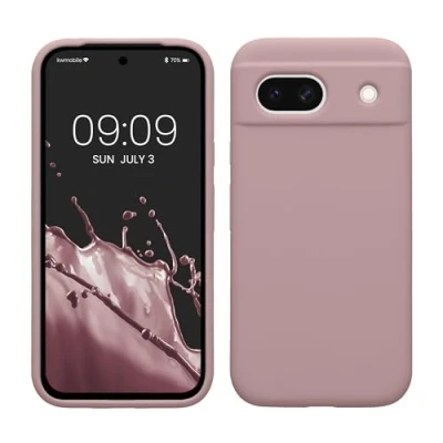 Abbildung von kwmobile Hülle kompatibel mit Google Pixel 8a Silikon Handy Case Handyhülle weiche Oberfläche kabelloses Laden Nude Lilac