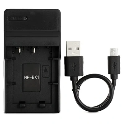 Abbildung von NP BX1 USB Ladegerät für Sony Cyber Shot DSC RX100, RX100 II, III, HX90V, WX350, WX500, HDR AS15 Kamera und Mehr