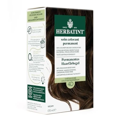 Abbildung von Herbatint Permanentes Haarfärbegel 4D GoldKastanienbraun 170 ml I Ohne Ammoniak, optimale Grauhaarabdeckung Auf empfindlicher Haut getestet, mit 8 Pflanzenextrakten