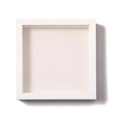 Abbildung von Muzilife 3D Bilderrahmen zum Befüllen 20x20 cm Tiefer Holz Rahmen Weiß, Objektrahmen Shadow Box mit Glasscheibe, als Geschenk für Familie Freunde usw. (Weiß, 20x20cm)