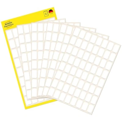 Abbildung von AVERY Zweckform 3041 Haushaltsetiketten selbstklebend (13x8 mm, 384 Aufkleber auf 6 Bogen, Vielzweck Etiketten für Haushalt, Schule, und Büro zum Beschriften Kennzeichnen) blanko, weiß