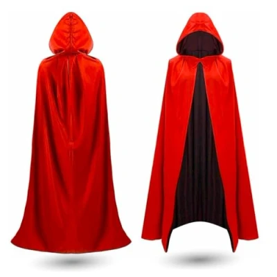 Abbildung von TK Gruppe Timo Klingler Umhang mit Kaputze Vampir Kostüm für Halloween &amp; Fasching Karneval Kinder Erwachsene, Beidseitig rot schwarz