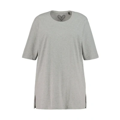 Abbildung von Ulla Popken Damen Basic v shirt T Shirts, Hellgrau Mélange, 46 48 EU