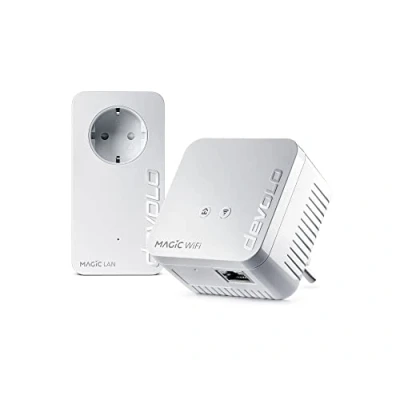 Abbildung von devolo Magic 1 1200 WiFi Mini Starterkit, kompaktes Set, 2 Powerline Adapter für sicheres Heimnetzwerk (1200 Mbit/s, x Fast Ethernet LAN Verbindung, Mesh WLAN, G.hn Technologie) Weiß