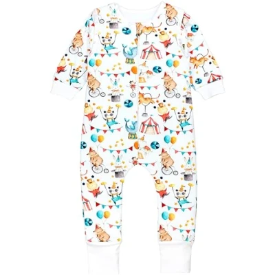 Abbildung von TupTam Baby Ganzjahres Schlafsack Bio Baumwolle 2.5 TOG mit Füßen &amp; abnehmbaren Ärmeln, Farbe: Zirkus Tiere, Größe: 104 110