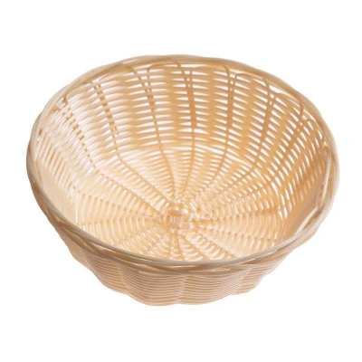 Abbildung von HENDI Brotkorb Polyrattan Ø 20 x 6,5 cm Gastro Flechtkorb Kunststoff Rattan rund, Brötchenkorb geflochten