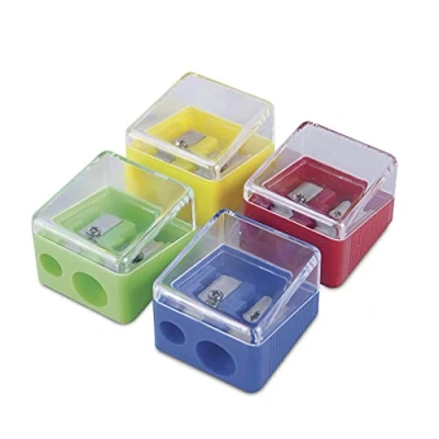 Abbildung von DONAU 7814001 99 Doppel Anspitzer mit Behälter / 1 Stück/Doppelspitzer/Doppelanspitzer/ 30 x 29 42 mm/Mischfarben/Für Kinder Kleinkinder Mädchen Junge Starter