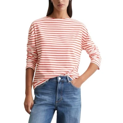 Abbildung von Marc O&#039;Polo Denim BOAT NECK Relaxed Langarmshirt, Damen, Größe: Small, Light red