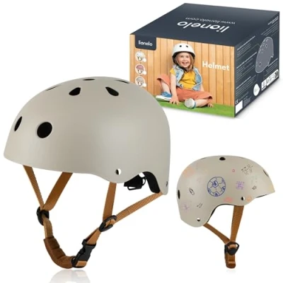 Abbildung von LIONELO Helmet Schutzhelm für Kinder, verstellbar 50 56 cm, Kinnschutz, Intertek zertifizierter Helm Mädchen und Jungen, Größe S