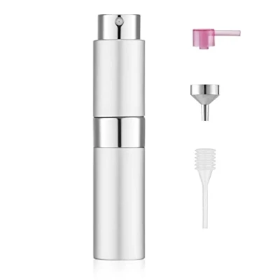 Abbildung von Toureal 8ml Aluminium Parfüm Zerstäuber Nachfüllbar Leer, Reise Parfümzerstäuber für Damen und Herren, Reisezerstäuber Flasche unterwegs (Silber)
