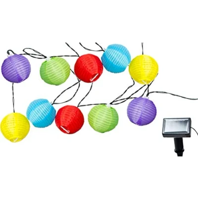 Abbildung von Spetebo Bunte Party Lichterkette Solar mit 10 Garten Lampions bunt Außen Partybeleuchtung LED Pavillon Dekoration Beleuchtung