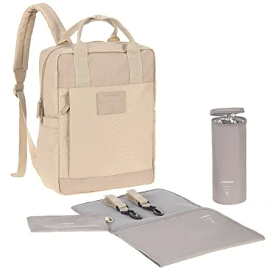 Abbildung von LÄSSIG Baby Wickelrucksack Wickeltasche Rucksack mit Wickelunterlage, Kinderwagenbefestigung, Flaschenhalter nachhaltig produziert/GRE Vividal Backpack humus
