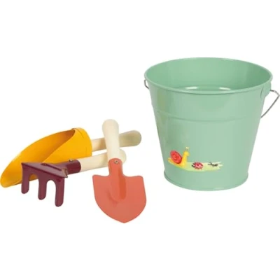 Abbildung von Small Foot Handschaufel Set mit Eimer „Tiny Garden“, Garten und Sandspielzeug aus Holz Metall, für Kinder ab 3 Jahren, 12665