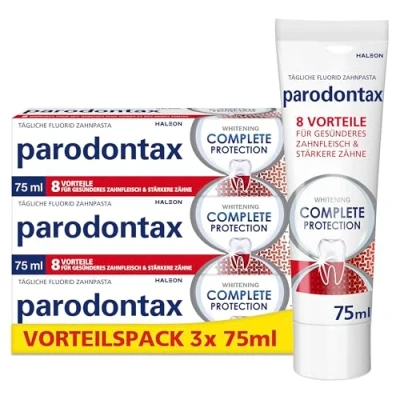 Abbildung von Parodontax Complete Protection Whitening Zahnpasta, 3x 75ml, Zahncreme bei Zahnfleischproblemen