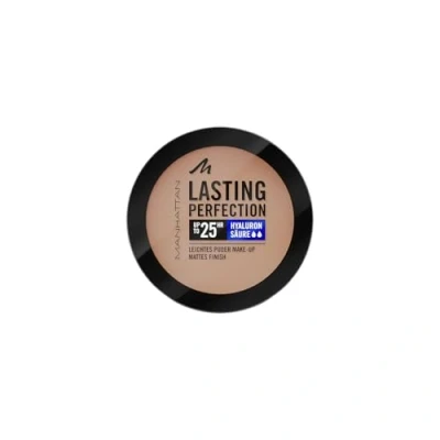 Abbildung von Manhattan Lasting Perfection Compact Make up, Puder up mit hoher Deckkraft für ein natürliches, mattes Finish, Fb. 009 Honey, 7 g