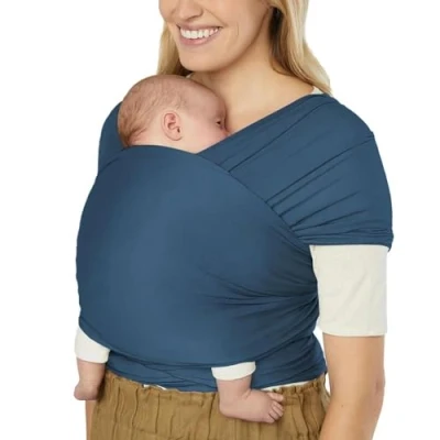 Abbildung von Ergobaby Babytragetuch für Neugeborene ab Geburt bis 11,3 kg, Aura Knit Tragetuch aus recycelten Stoffen, Elastisch und atmungsaktiv, Sling Wickeltuch unisex, Twilight Navy