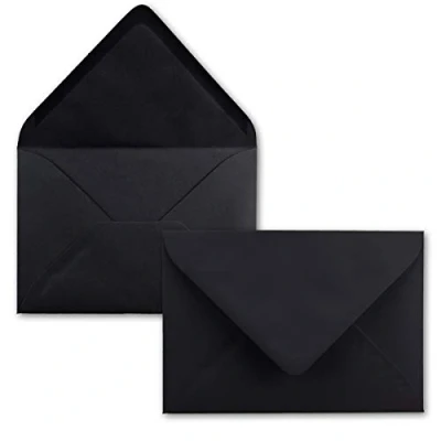 Abbildung von 100 Mini Brief Umschläge Schwarz 5,2 x 7,6 cm Miniatur Kuverts mit Nassklebung für Blumen Grüße, Grußkarten, Anhänger &amp; Geld Geschenke FarbenFroh by GUSTAV NEUSER