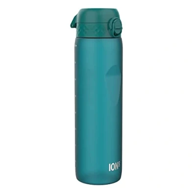 Abbildung von Ion8 1 Liter Trinkflasche, 1000ml, Auslaufsicher, Einhandöffnung, Sichere Verriegelung, Spülmaschinenfest, BPA frei, Tragegriff, Leicht zu Reinigen, Ideal für Sport und Fitnessstudio, Aqua