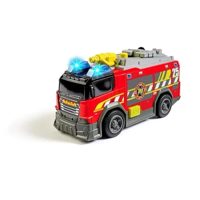 Abbildung von Dickie Toys Feuerwehrauto mit echter Wasserspritze, Sirene und Licht, Freilauf, 15 cm lang, Spielzeugauto für Kinder ab 3 Jahren