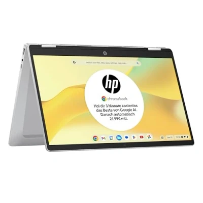 Abbildung von HP Chromebook x360, 14&quot; Touchscreen, Intel Prozessor N100, 4 GB DDR4 RAM,128GB eUFS, UHD Graphics, ChromeOS, QWERTZ, Silber