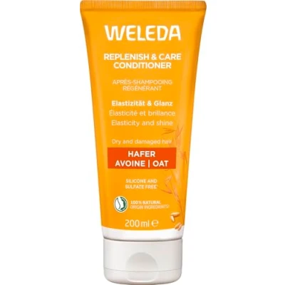 Abbildung von WELEDA Bio Replenish &amp; Care Conditioner Hafer Naturkosmetik Aufbau Haarspülung verleiht Elastizität, Widerstandsfähigkeit Glanz natürliche Haar Spülung für bessere Kämmbarkeit (vegan, 1x 200 ml)