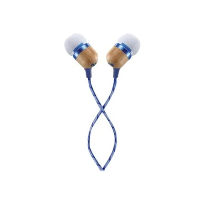 Abbildung von House of Marley Kopfhörer mit Kabel &#039;Smile Jamaica&#039; In Ear Mikrofon, 1 Knopf Steuerung &amp; Geräuschisolierung, inkl. 2 Gel Aufsätzen und verwicklungsfreies (Denim Blau)