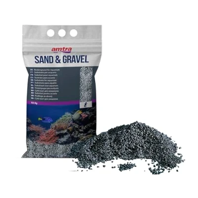 Abbildung von Croci Amtra Black Ceramized Quartz Feiner Quarz Aquariumsand, für Süß oder Salzwasser, 23 mm Körnung, Menge 10 kg