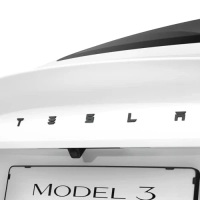 Abbildung von Spigen Tesla Model 3 Highland 2024 Hinteres Emblem Logo Aufkleber, Perfekte Anpassung und Abdeckung, Einfache Installation, Kompatibel mit Zubehör Schwarz