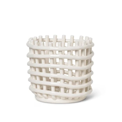Abbildung von ferm LIVING Korb Ceramic, rund, Ø 16 cm, weiß, Keramik