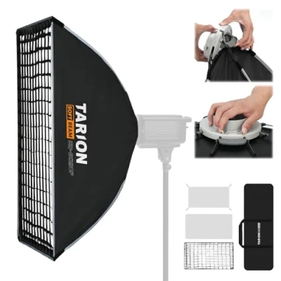 Abbildung von TARION Faltbare Softbox mit Bowens Halterung: 60 x 90cm Quick Release Fotografie Softboxen Glitter Strip Square Soft Box Stripbox für Studio Photography Video Blitz Licht SOFTBEAM(SQ 6090F)
