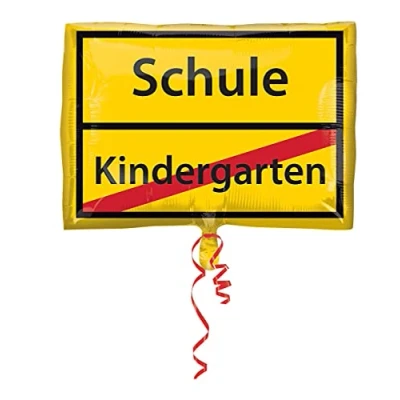 Abbildung von Amscan 3582801 Folienballon Junior Shape Schulanfang Schild, Größe 43 x 30 cm, Heliumballon
