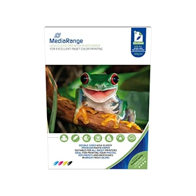 Abbildung von MediaRange DIN A4 Fotopapier für Tintenstrahldrucker, beidseitig hochglänzend, 160g, 50 Blatt