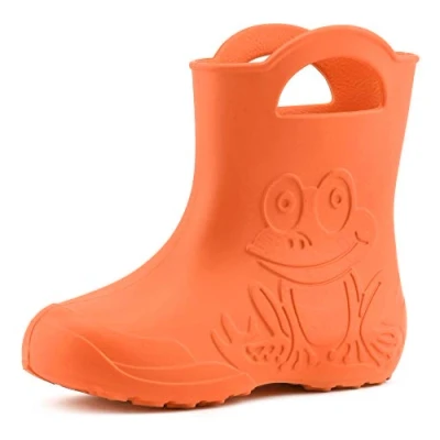 Abbildung von Ladeheid Eva federleichte Kinder Gummistiefel für Jungen und Mädchen Regenschuhe Bequeme wasserdichte Regenstiefel LA CA 01 (Orange (151c), 32/33 EU)