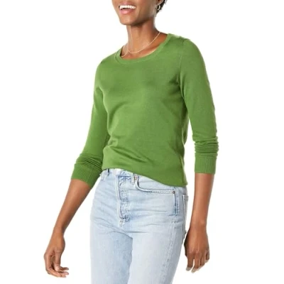 Abbildung von Amazon Essentials Damen Leichter, Langärmeliger Pullover Mit Rundhalsausschnitt (Erhältlich in Übergröße), Grün, S