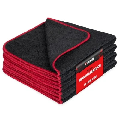 Abbildung von SPRINGER ZX1300 4 x Mikrofasertuch Auto 40 cm 100% kratzfrei und schonend Poliertücher mit 380 GSM Extrem saugfähig fusselfrei Reinigungstücher für die Autopflege