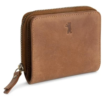 Abbildung von Berliner Bags Vintage Geldbörse Sara, Kleines Portemonnaie, Geldbeutel aus Leder, mit TÜV geprüftem RFID Schutz, inkl Geschenk Box, für Damen Braun