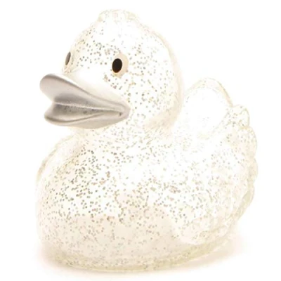 Abbildung von Badeente Britta Glitzer mit silbernem Schnabel