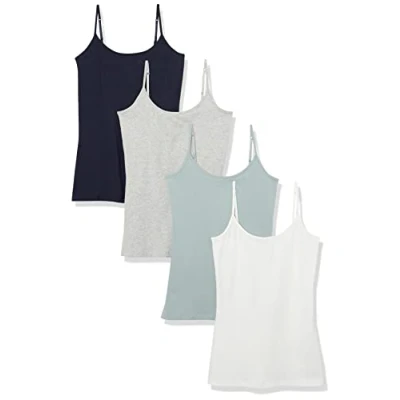 Abbildung von Amazon Essentials Damen Mieder mit schmaler Passform, 4er Pack, Grau/Marineblau/Türkisgrün/Weiß, M