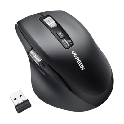 Abbildung von UGREEN 2.4G &amp; Bluetooth Maus Kabellos mit Ultra schnelles Scrollen, Ergonomische 1000/1600/2400/3200/5000 DPI, Leiser klick, 10M Verbindung, kompatibel Windows, Linux, MacOS, Android usw