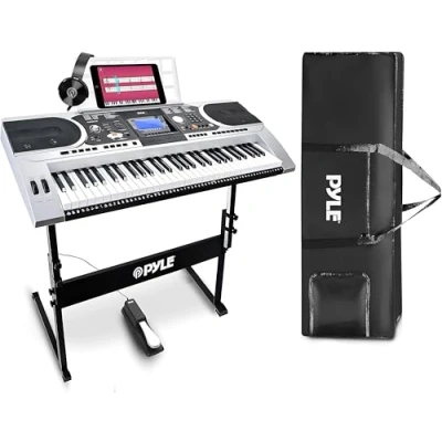 Abbildung von Pyle E Piano Kinder Keyboard &amp; Erwachsene Synthesizer Keyboard, Digitalpiano mit Set, Accessories: Ständer, Pedal, Keyboards Tasche, Adapter, Hocker &amp;Co