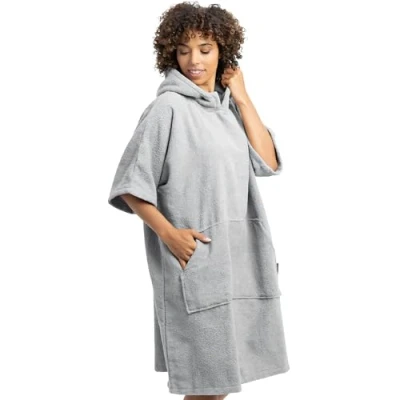 Abbildung von HOMELEVEL Badeponcho Damen und Herren Surf Poncho aus 100% Baumwolle Tuch für Erwachsene Unisex Bademantel Badetuch mit Kapuze