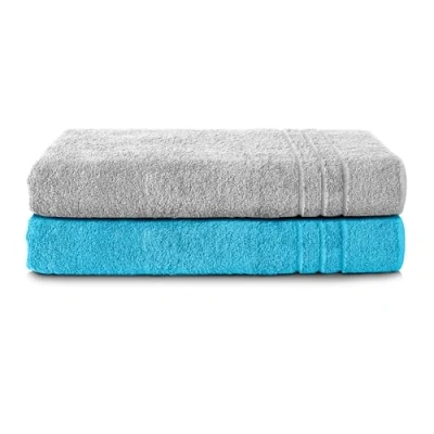 Abbildung von Komfortec 2er Saunatuch Set 80x200 cm aus 100% Baumwolle, XXL Saunatücher, Sauna Handtuch, Weich, Groß, Frottee, Schnelltrocknend, Anhtrazit Grau/Aurorarot