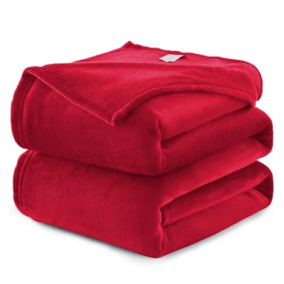 Abbildung von WAVVE Kuscheldecke Flauschig Decke Fleecedecke Sofadecke 150x200 cm Warm Wohndecke Couchdecke, Rot Weich Sofaüberwurf XL