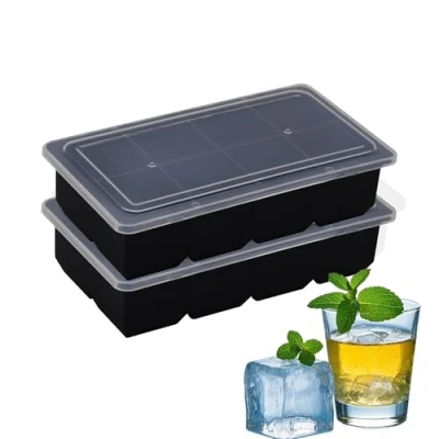 Abbildung von Eiswürfelform mit Deckel, große eiswürfelformen,stapelbar und spülmaschinenfest, LFGB zertifizierte BPA freie Silikon eiswürfelbehälter für Whisky Cocktails, Saft, Pralinen