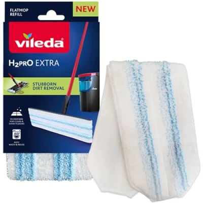 Abbildung von Vileda H2PrO Bodenwischer Ersatzbezug Mikrofaser Bezug Entfernt hartnäckigem Schmutz einfache Befestigung am Rahmen maschinenwaschbar langlebiger Wisch Mopp für alle Hartböden 1er Pack